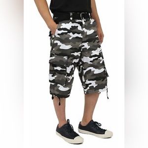Pro Club Men's Cargo Shorts with Belt Big & Tall Snow Camouflage Size 54